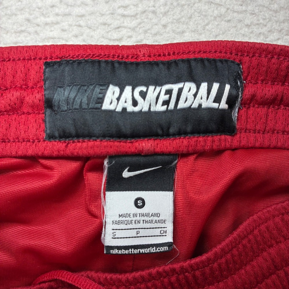 Y2K Nike Baggy Basketball Shorts Men S Red Black Mesh Silky Loose Drawstring - Picture 5 of 9